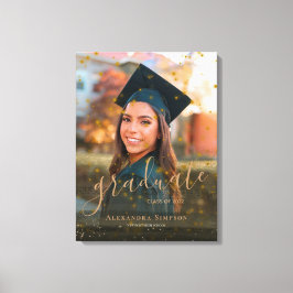 Aangepaste Luxe Confetti Glitter Afstuderen foto Canvas Afdruk