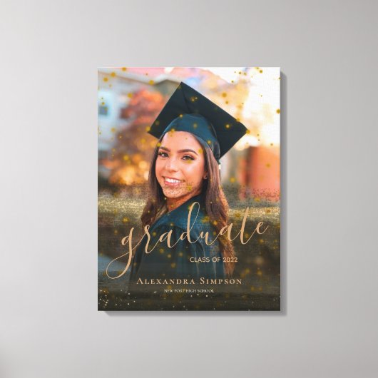 Aangepaste Luxe Confetti Glitter Afstuderen foto Canvas Afdruk (Voorkant)