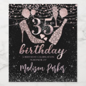 Aangepaste Luxe Glitter 35th Birthday Wijn Etiket (Enkel label)