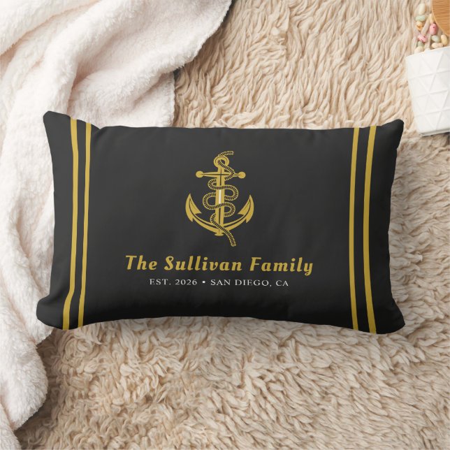 Aangepaste luxe goud houtskool zwart jachtkapitein kussen (Deken)
