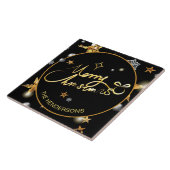 Aangepaste Luxe Goud Zwart Metallic Sterren Kerstm Tegeltje (Zijkant)