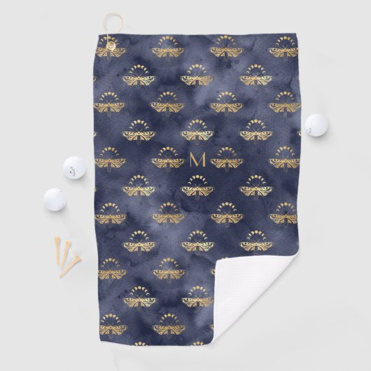 Aangepaste luxe gouden bijenmars Nachtelijke hemel Golfhanddoek (Insitu)