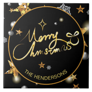 Aangepaste luxe gouden zwarte metalen sterren tegeltje