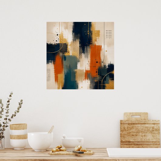 Aangepaste luxe goudnavig abstracte moderne kunst poster (Keuken)
