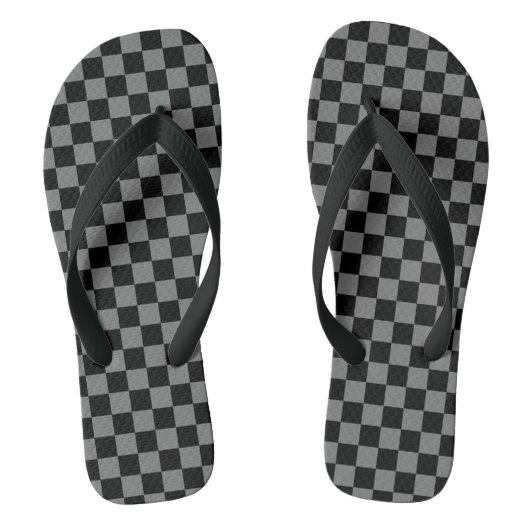 Aangepaste luxe grijze/zwarte geruite slippers teenslippers (Voetbed)