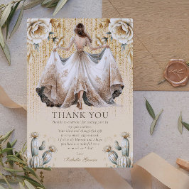 Aangepaste luxe ivoor & gouden Quinceañera bedankk Kaart