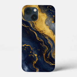 Aangepaste luxe marine goud abstracte marmer vloei Case-Mate iPhone case