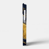 Aangepaste luxe marine goud abstracte marmer vloei Case-Mate iPhone case (Achterkant / Links)