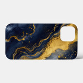 Aangepaste luxe marine goud abstracte marmer vloei Case-Mate iPhone case (Achterkant (horizontaal))