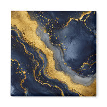Aangepaste luxe marine goud abstracte marmeren vlo