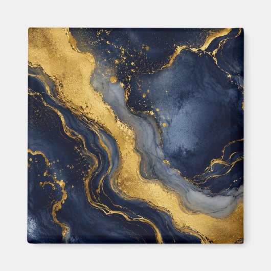 Aangepaste luxe marine goud abstracte marmeren vlo magneet (Voorkant)
