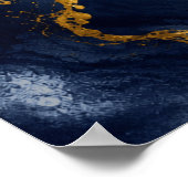 Aangepaste luxe marine goud abstracte marmeren vlo poster (Hoek)