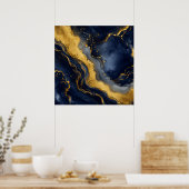 Aangepaste luxe marine goud abstracte marmeren vlo poster (Keuken)