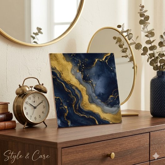 Aangepaste luxe marine goud abstracte marmeren vlo tegeltje