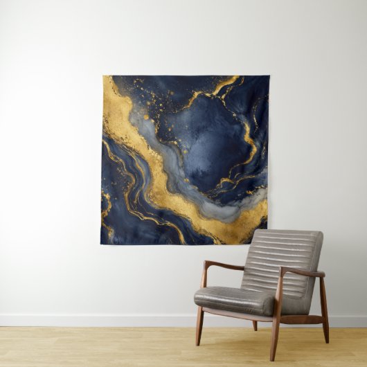 Aangepaste luxe marine goud abstracte marmeren vlo wandkleed (In situ)