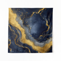 Aangepaste luxe marine goud abstracte marmeren vlo
