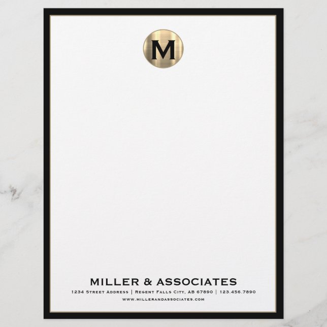 Aangepaste Luxe Monogram Business Letterhead Briefhoofd (Voorkant)