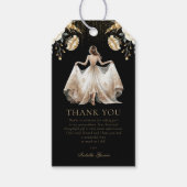 Aangepaste luxe zwart ivoor & goud quinceañera cadeaulabel (Voorkant)