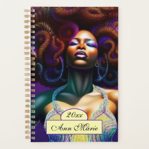 Aangepaste luxe zwarte damesplank planner