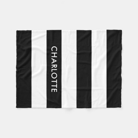 Aangepaste luxe zwarte en witte streep fleece deken (Voorkant (Horizontaal))