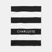 Aangepaste luxe zwarte en witte streep fleece deken (Voorkant)