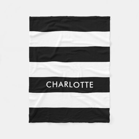 Aangepaste luxe zwarte en witte streep fleece deken (Voorkant)