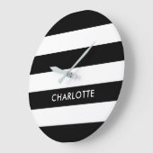 Aangepaste luxe zwarte en witte streep grote klok (Hoek)