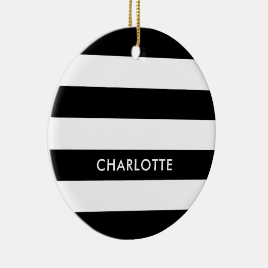 Aangepaste luxe zwarte en witte streep keramisch ornament (Rechts)