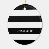 Aangepaste luxe zwarte en witte streep keramisch ornament (Links)