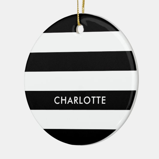 Aangepaste luxe zwarte en witte streep keramisch ornament (Links)