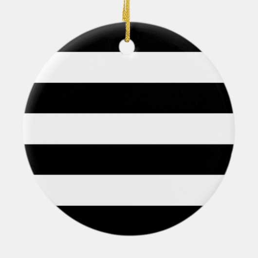 Aangepaste luxe zwarte en witte streep keramisch ornament (Achterkant)
