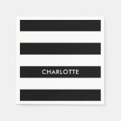 Aangepaste luxe zwarte en witte streep servet (Voorkant)