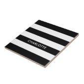 Aangepaste luxe zwarte en witte streep tegeltje (Zijkant)