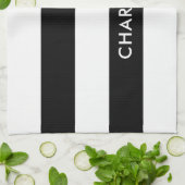 Aangepaste luxe zwarte en witte streep theedoek (Gevouwen)