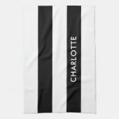 Aangepaste luxe zwarte en witte streep theedoek (Verticaal)