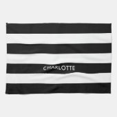 Aangepaste luxe zwarte en witte streep theedoek (Horizontaal)