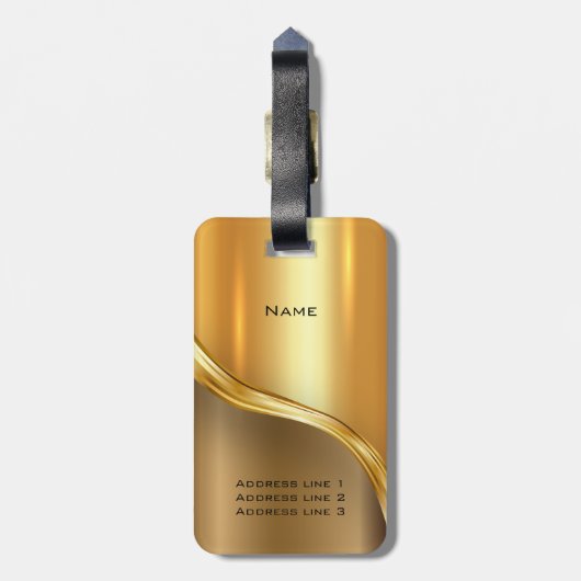 Aangepaste Luxury look Modern Golden Bagagelabel (Achterkant verticaal)