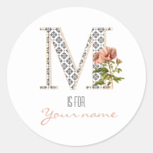 Aangepaste M-naam Floral Flower Classy Letter M Mo