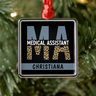 Aangepaste MA Medical Assistant-lade afdrukken Metalen Ornament