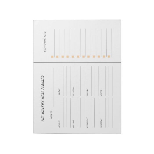 Aangepaste Maaltijdplanner en boodschappenlijst Notitieblok (Linkerzijde)