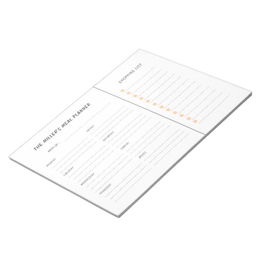 Aangepaste Maaltijdplanner en boodschappenlijst Notitieblok (Schuin)