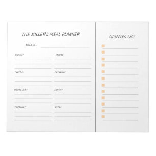 Aangepaste Maaltijdplanner en boodschappenlijst Notitieblok