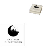 Aangepaste Maan Bos & Sterren Ex Libris Boekplaat Rubberstempel (Gestempeld)