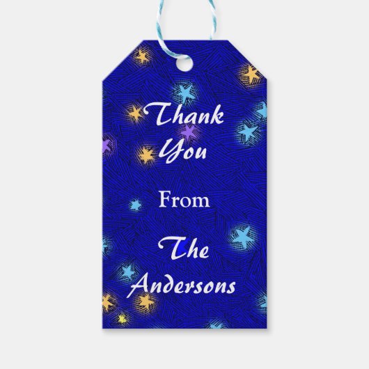 Aangepaste Maan en Sterren Etsing Bedankt Cadeauta Cadeaulabel (Voorkant)