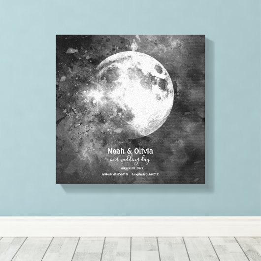 Aangepaste Maan Fase Print Bruiloft Monogram (Insitu (Houten vloer))