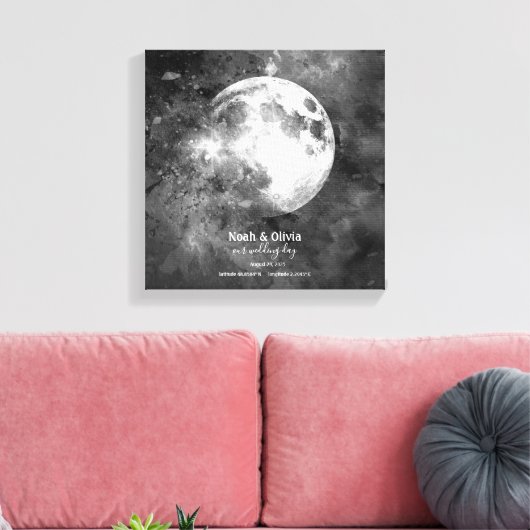 Aangepaste Maan Fase Print Bruiloft Monogram (Insitu (Woonkamer))