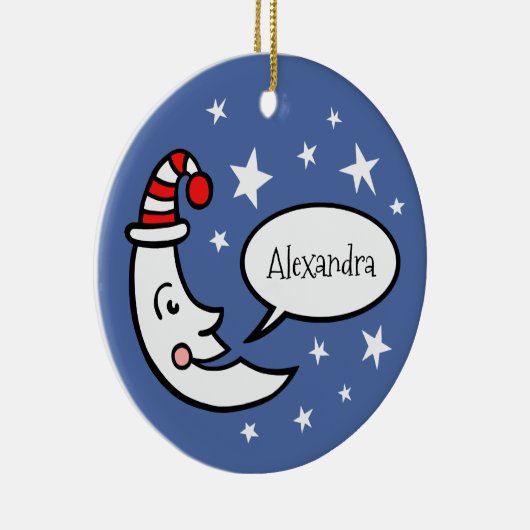 Aangepaste maan gezicht en kerstboom met sterren keramisch ornament (Rechts)