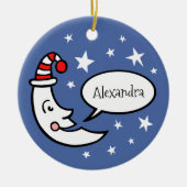 Aangepaste maan gezicht en kerstboom met sterren keramisch ornament (Voorkant)