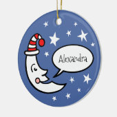 Aangepaste maan gezicht en kerstboom met sterren keramisch ornament (Links)