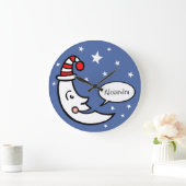 Aangepaste maan gezicht en sterren ronde grote klok (Huis)